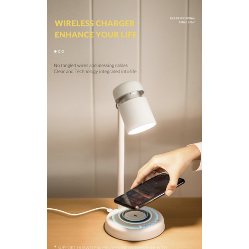 Reading lamp with bluetooth music player and wireless charging L9-WHITE