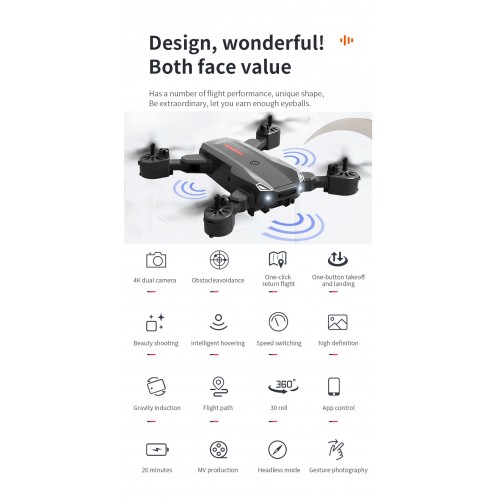 Drone with 8K Electrically Adjustable Dual Camera Quadcopter Remote Control V1 come with 2 batteries