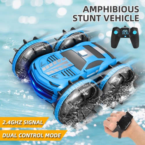 828D 2.4G 4WD Double Sided Amphibious Remote Control Vehicles(DUAL CONTROL VERSION)-BLUE