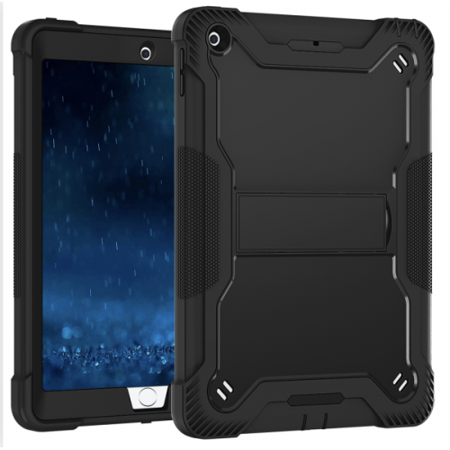 iPad 9.7'' (5th/6th, 2017/2018) Case | ShockProof Rugged Armor Case with Kickstand Tablet Cover Case Pin Connectork - Black