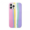 iPhone 13 Mini Rainbow Silicone Phone Cover Case (Pink-Blue-Yellow)