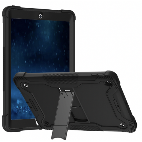 [T0420090021] iPad 2 (2011) / 3 (2012) / 4 (2012) | 9.7'' ShockProof Rugged Armor Case with Kickstand Tablet Cover Case Pin Connectork Black 