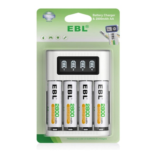 [Z0130370004] EBL LCD Screen Fast Charger and 4 Pcs AA Rechargeable Battery