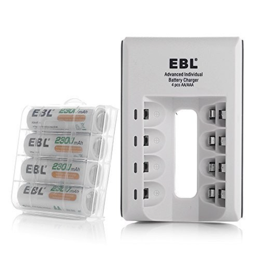 [Z0130370007] EBL AA AAA Rechargeable Battery Charger with 4Pcs AA Rechargeable Batteries