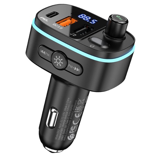 [C0910440001] HOCO. E62 Fast PD20W+QC3.0 Car Charger With Wireless FM Transmitter